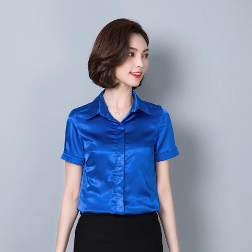 satin blue blouse