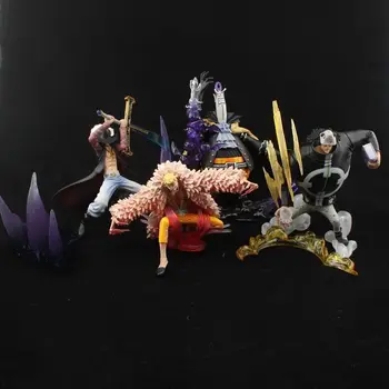 

Free Shipping 4pcs/lot One Piece Figure Mihawk+Bartholemew Kuma+Doflamingo Action Figure Cool Style Collectible Model Toys