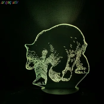 

Animal Bear Nightlight for Children's Bedroom Home Decoration Baby Night Lamp Touch Sensor Color Changing 3d Led Night Light