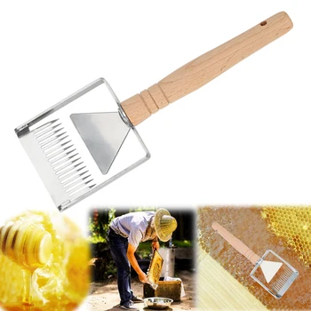 

1 Pcs Apiculture Uncapping Fork Iron Honeycomb Beekeeping Tools Honey Scraper Shovel Wooden Handle