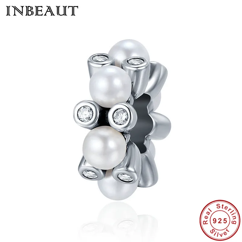 

INBEAUT Women Fashion DIY Charms Hot Sale 925 Sterling Silver Pearls Cubic Zirconia Stack Beads Charm fit Pandora Bracelet