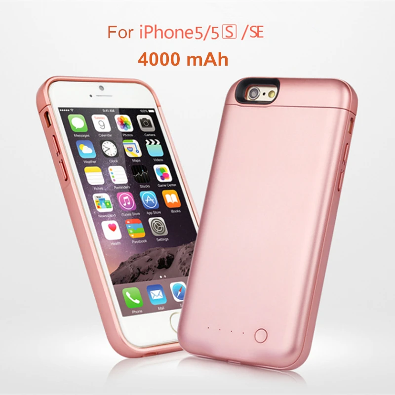Kopen 4000 mAh Draagbare Power Bank Batterij Case Opladen Externe Batterij Backup Oplader Voor iphone 5 5 S 5C SE Batterij Case