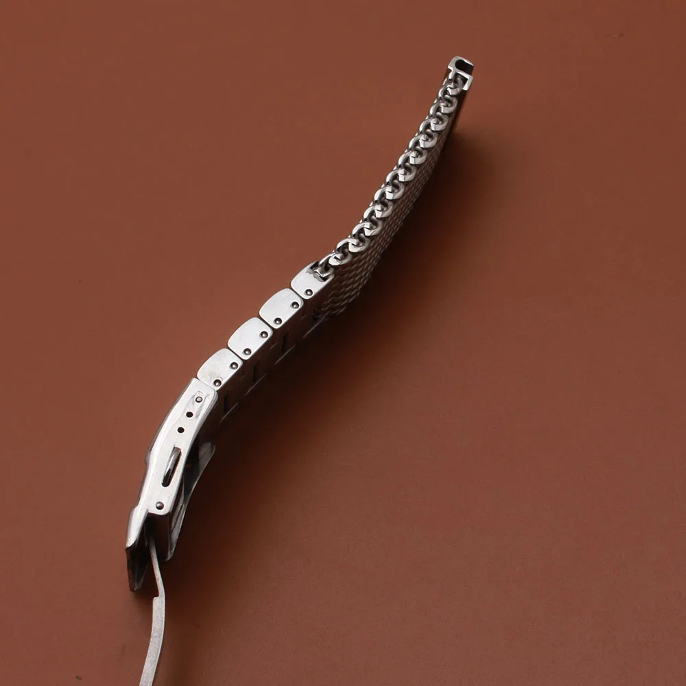 High Quality Watchband Stainless steel Shark Mesh Watch bands strap bracelet with safety folding buckle 22mm 2