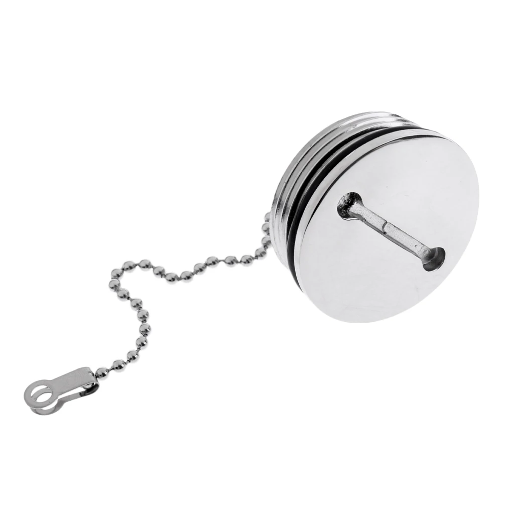 Boat Marine 316 Stainless Steel Slotted Replacement Deck Fill Cap With Durable and Polished Chain 