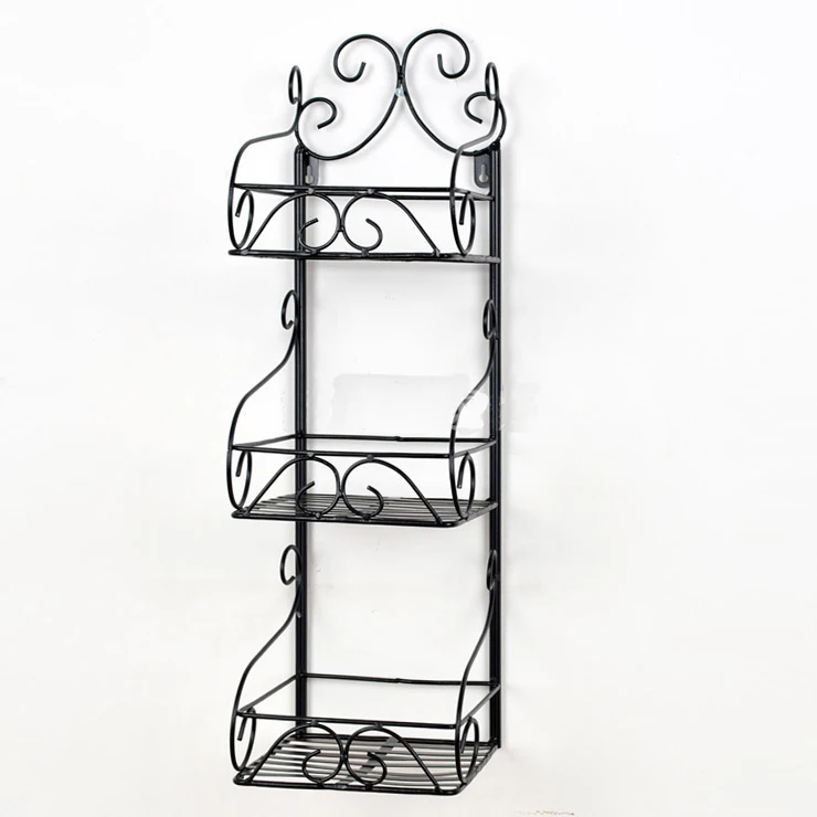 Wrought iron wall hanging bath receive multilayer shelf basin bathroom rack