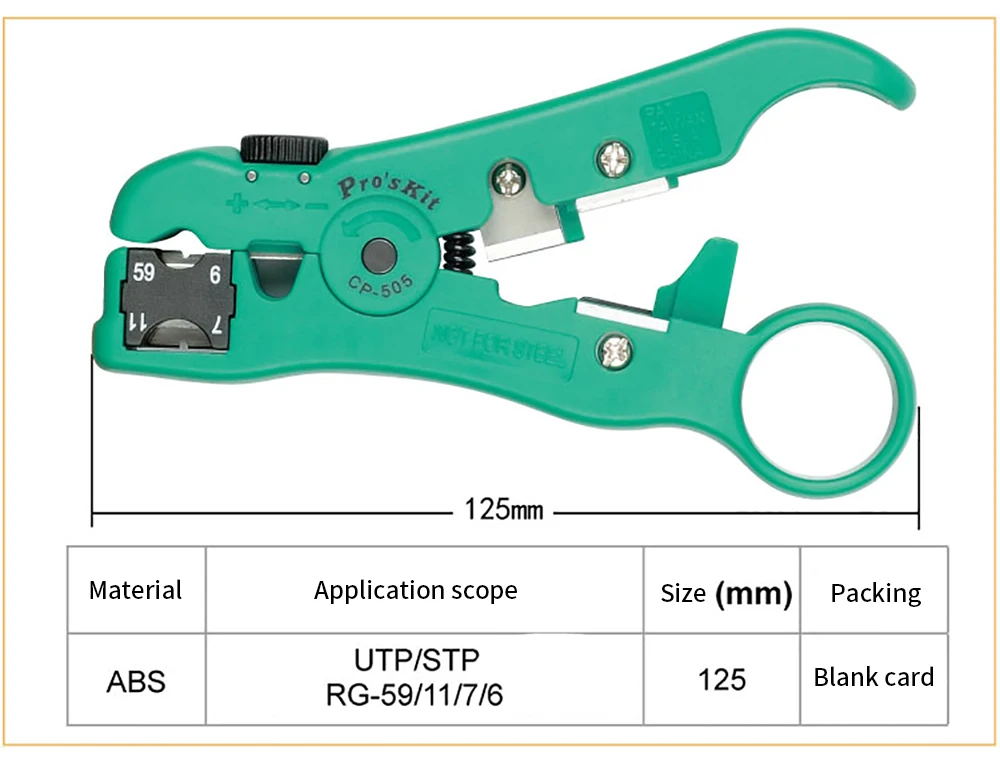 Pro'sKit CP-505 многофункциональный поворотный коаксиальный кабель резец инструмент RG-59 RG-6 RG-7 RG-11 4 P/6 P/8 P инструмент для зачистки проводов