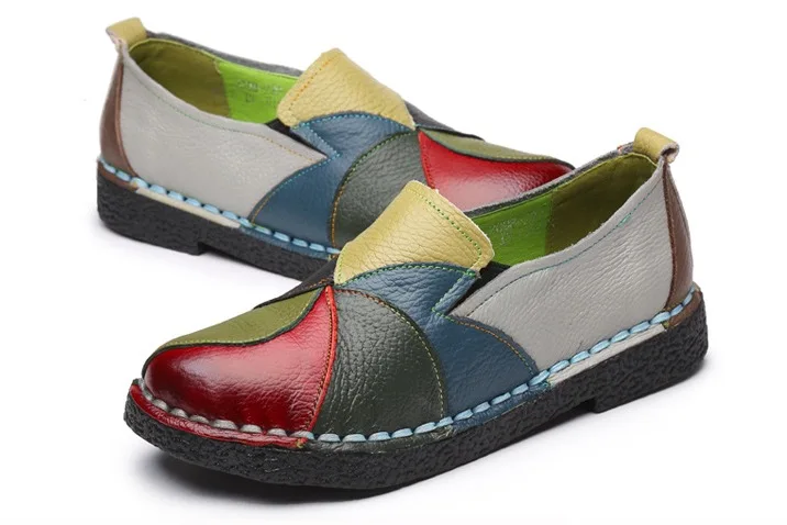 Genuine Leather Women Flats Shoes Nice Spring Summer Casual Women Shoes   Fashion Breathable Soft Mother ShoesNice0530-183301