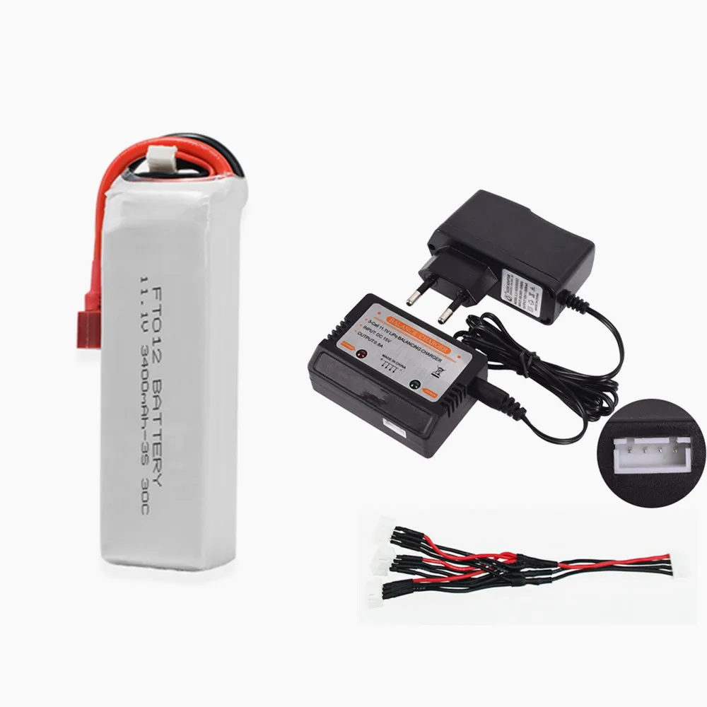 1 Upgrade pcs 11,1 V 3400mah 30C RC Lipo батарея с 3s Баланс Зарядное устройство для FT012 Huanqi 734 лодка вертолет Квадрокоптер