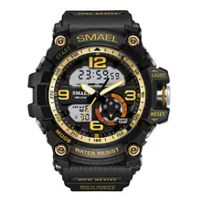 Мужской спортивный светодиодный светящийся двойной дисплей с будильником Аналоговый Цифровой альпинистские наручные часы