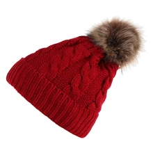 Осенне-зимняя модная детская шапка для мамы теплая шерстяная шапка с меховым помпоном для родителя и ребенка трендовая перекрестная вязка