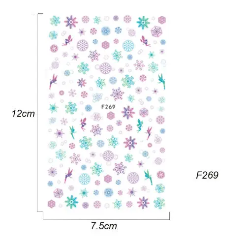 1 шт рождественские 3D наклейки для ногтей Наклейка Снежинка наклейки для ногтей наконечник золотой серебряный ноготь обертывание Маникюр украшения для ногтей TRF267-284-1 - Цвет: F269