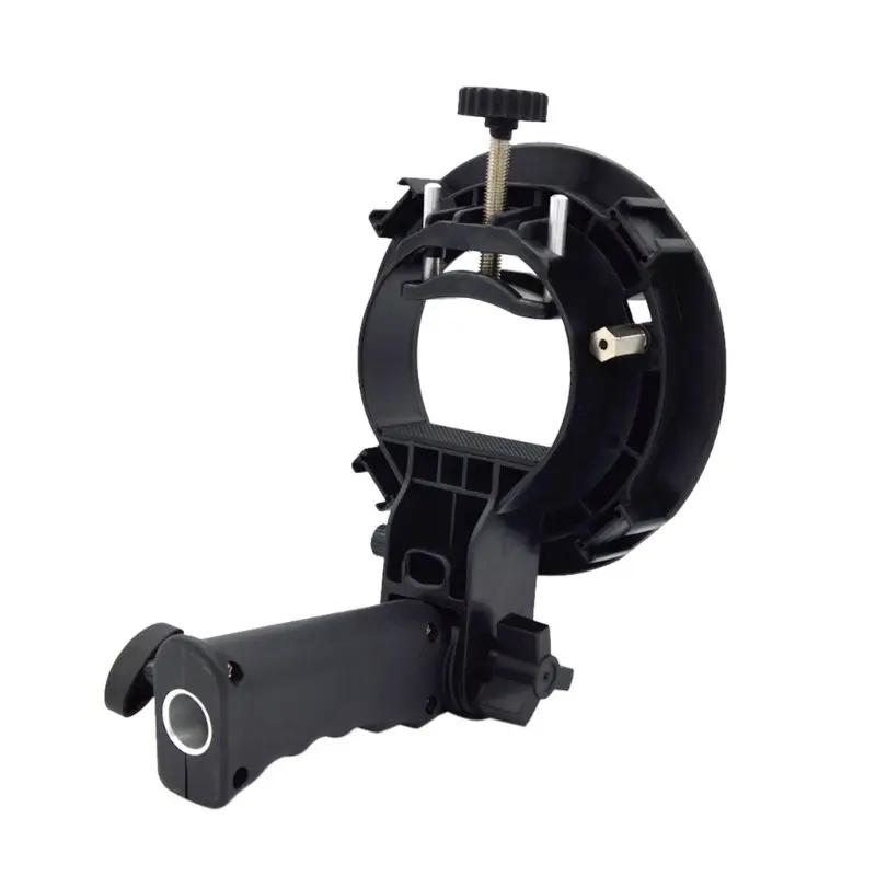 Black Aluminum Alloy Bracket Pro Mount Adapter Holder with Hand Grip for Speedlite Snoot Flash Softbox Accessories