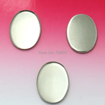 

18x25mm Blank Stainless Steel Oval Bezel Pad tray Bases Settings Cabochon Connector Findings for Floating Charm Lockets Making