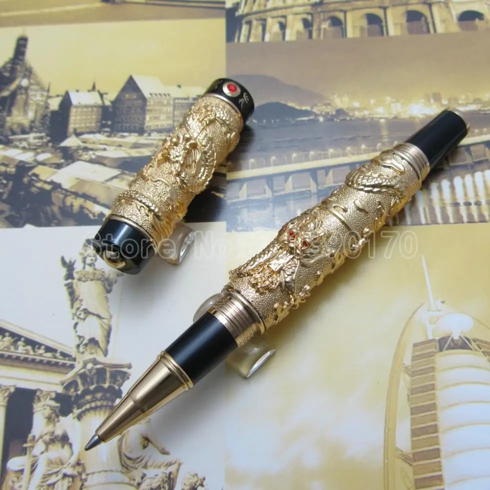 Jinhao Chinese "double Dragons Playing With The Pearl" Heavy pen Antique Silver Advanced