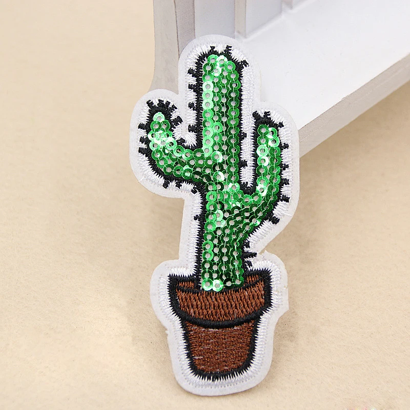 Fabric embroidery appliques patches diy scrapbooking craft green cactus Fabric embroidery appliques patches diy scrapbooking craft green cactus