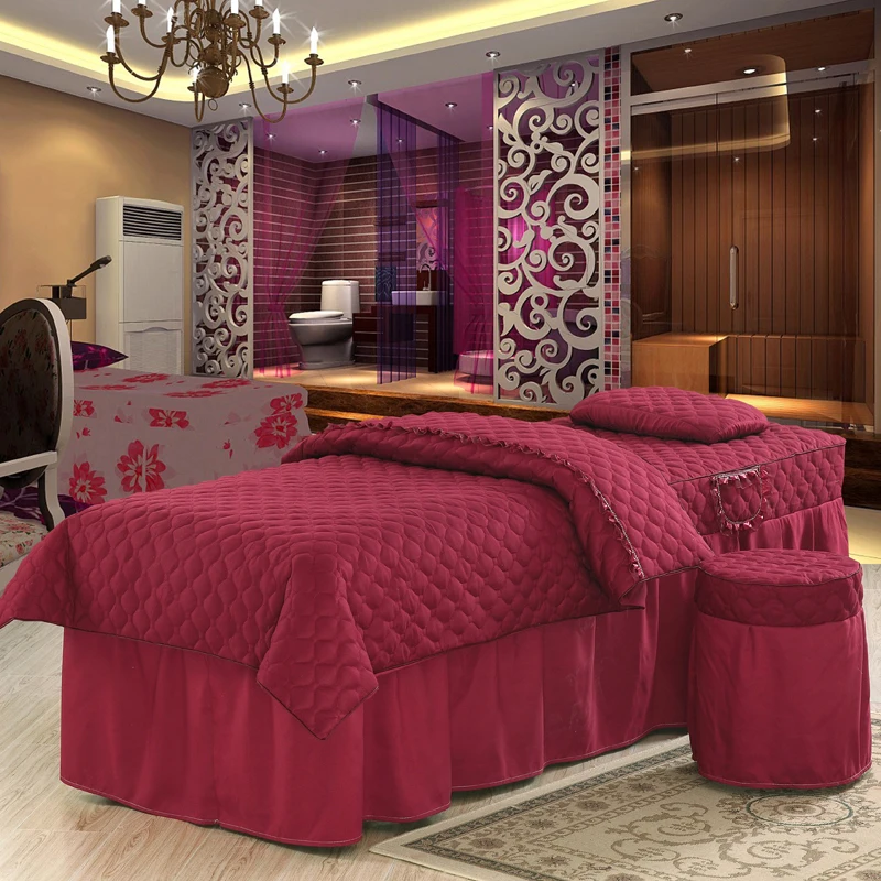 

High-grade beauty salon bedding set thick bed linens sheets cotton bedspread fumigation massage spa pillowcase duvet cover sets