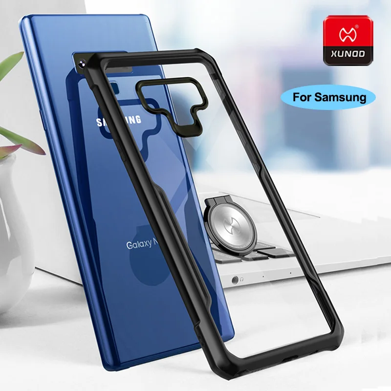 

Luxury Transparent Silicone Case For Samsung Galaxy Note 8 9 S10 E S9 S8 Plus Phone Finger Ring Cases Cover Magnetic car holder