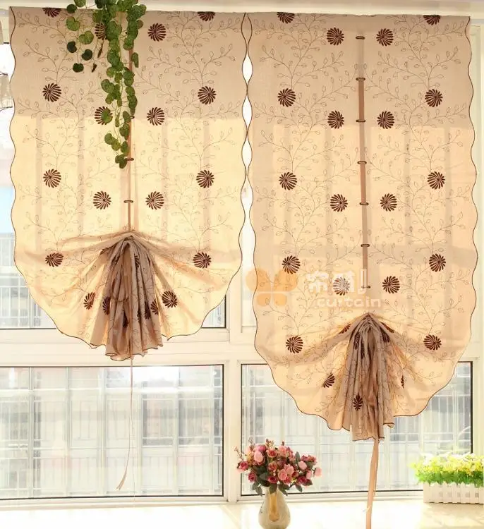 japanese style cotton material Pull up balloon curtain daisy