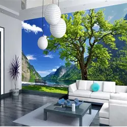 Пользовательские 3D фото обои Живописный пейзаж дерево гостиной столовой диван спальня ТВ 3D Настенные обои живопись
