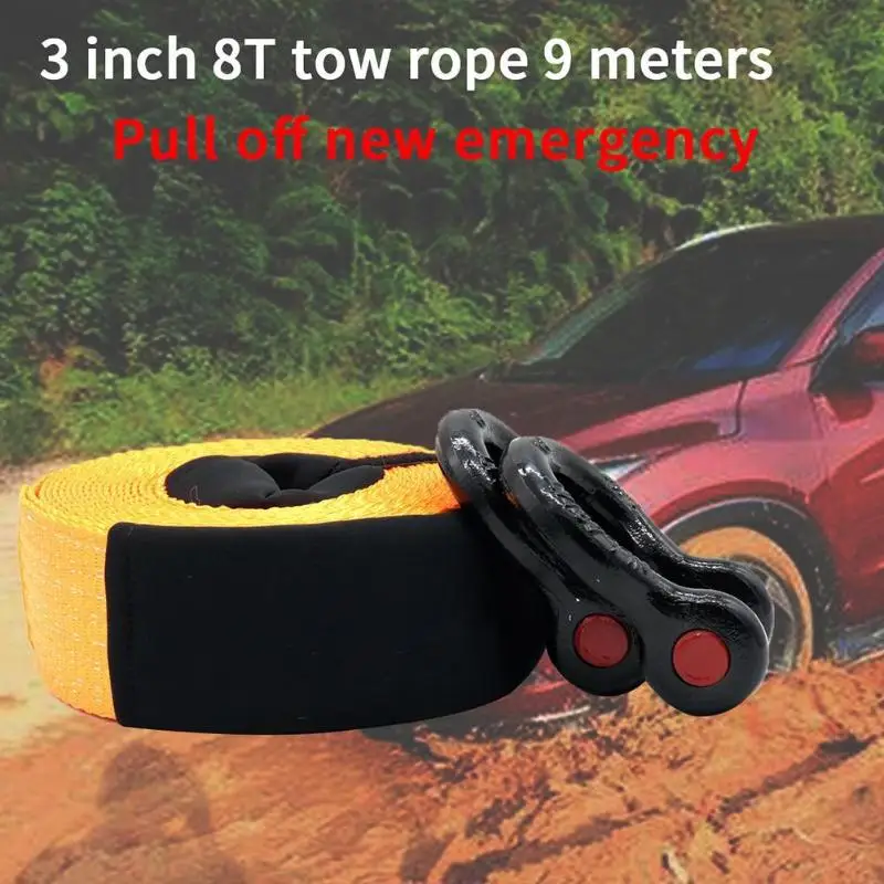 30ftx3in العالمي سحب الحبال 8 طن عالية الثقيلة القوة Racing Tow Strap سيارة الطريق الانتعاش حبل قطر حزام الوفير مقطورة