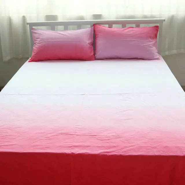 Cotton Bed Linen Red Sheet Sets Gradient Flat Sheet Queen Fitted Sheet