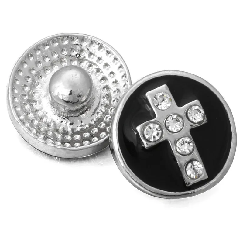 

10pcs/lot New 12mm Snap Jewelry Interchangeable Accessory Crystal Cross Snap Fit 12mm Button Snaps Bracelet Necklace ZL075