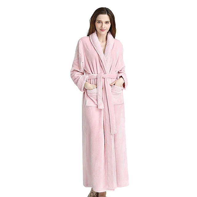 Lovers White Extra Long Thermal Bathrobe Women Men Plus Size Winter