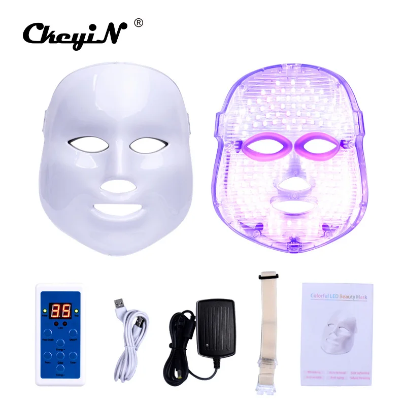 

CkeyiN 7 Colors Light Photon Electric LED Facial Mask Skin PDT Skin Rejuvenation Anti Acne Wrinkle Removal Face Beauty Machine
