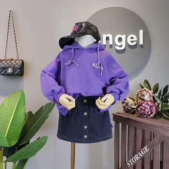 

Western style children's clothing girls 2018 Hitz casual hooded jacket children sweater bat sleeve cotton shirt