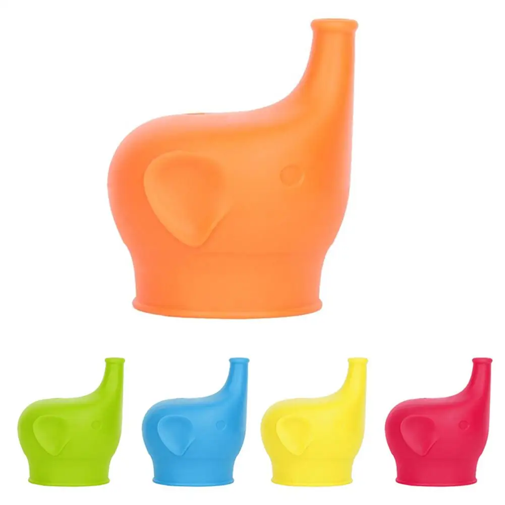 Elephant Shape Suction Cup Cover Kid Silicone Sippy Lids Suck Bottle Trainingcup