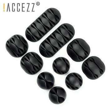 

!ACCEZZ USB Cable Organizer Wire Winder Earphone Holder Cord Clip Office Desktop Phone Cables Silicone Tie Fixer Wire Management