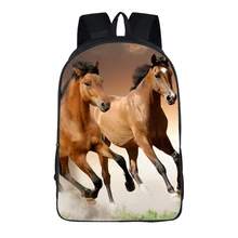 16 дюймов 3D животное лошадь Печать школьный рюкзак крутой мужской женский туристический рюкзак для подростков мальчиков рюкзак для девочек с отделением для ноутбука Mochila
