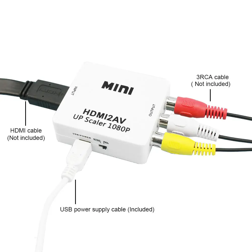  Robotsky Mini Composito 1080P Hdmi a Rca Audio Video Av Cvbs Adattatore Convertitore per Hdtv Hd De
