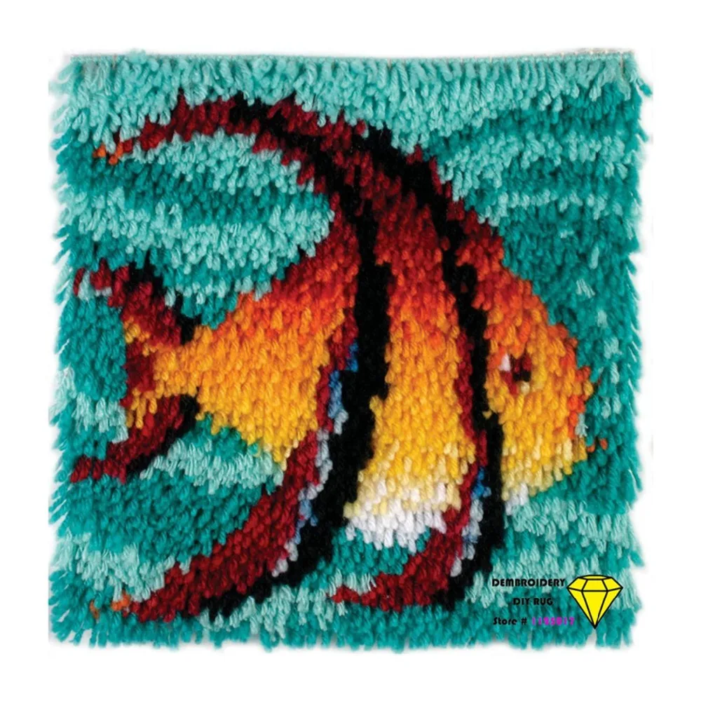 

fish handmade carpet diy carpets and rugs Needlework kitchen rugs mats Rug patchwork carpet Embroidery floor carpet 50*50cm