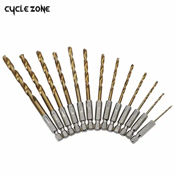 

13pcs/lot HSS High Speed Steel Titanium Coated Drill Bit Set 1/4 Hex Shank 1.5-6.5mm