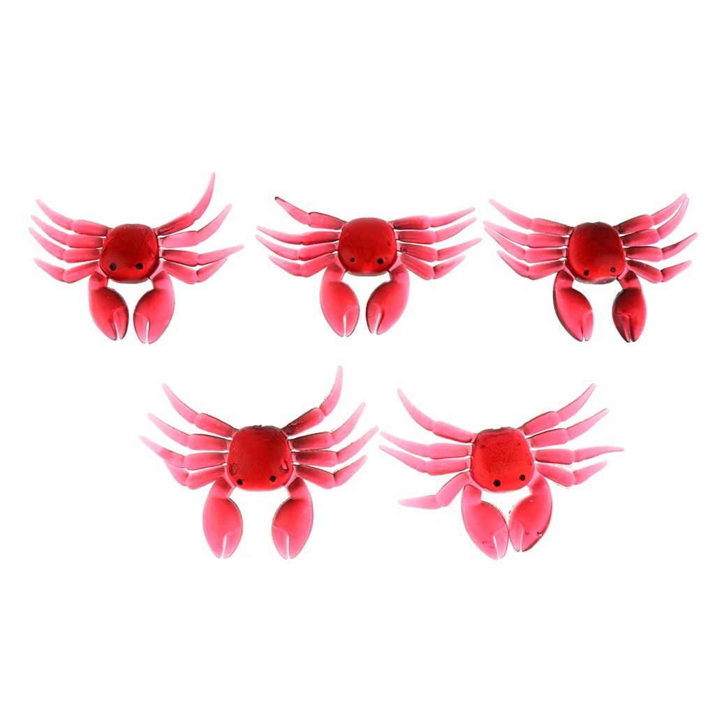 5 Pieces 3D Simulation Soft Crabs Fishing Bait Artificial Bait Superb Realistic Gliding Action Fishing Lures Hooks Tackle