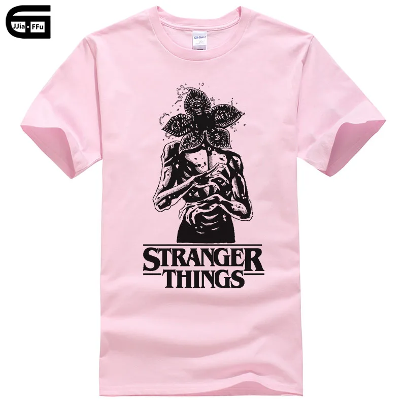 New Street Brand Stranger Things T Shirt Men Funny Strange Demogorgon T-shirt Summer Short Sleeve Print Tee Male Clothing T214 - Цвет: Pink