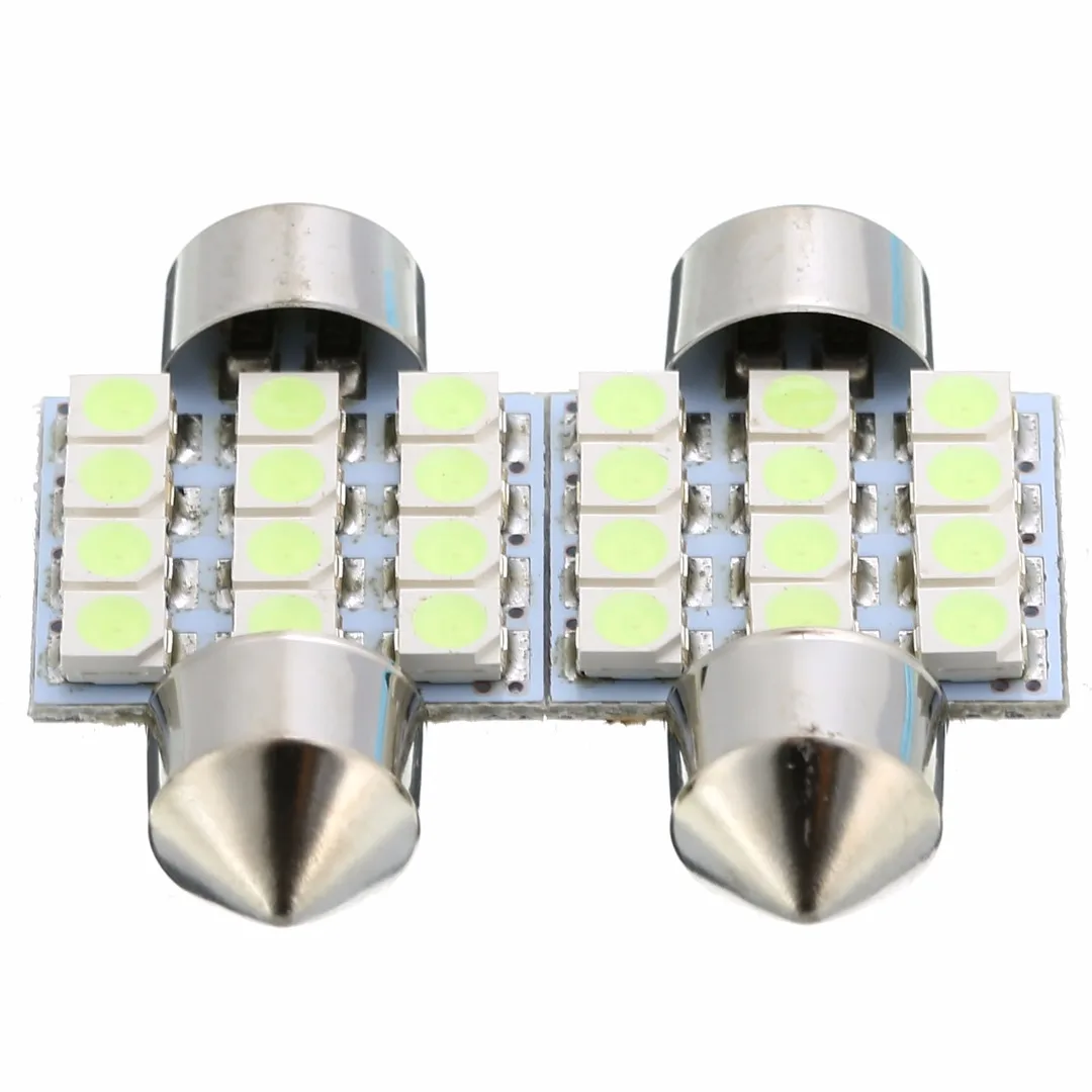 2Pcs/Set 31mm Festoon Light 12SMD LED Ice Blue Car Interior Dome Map Reading Door Lamp Bulb Auto Rear Lights