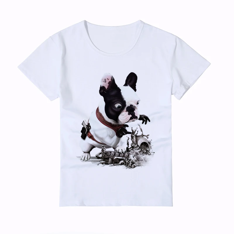 Летняя крутая новая детская футболка с французским бульдогом футболка с рисунком собаки из мультфильма «Приключения», топы с короткими рукавами и круглым вырезом, Забавные топы с изображением животных, Y6-23 - Цвет: 4