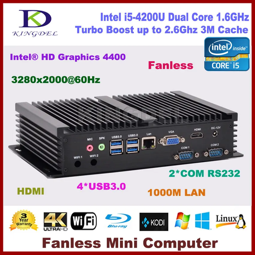 Thin client,HTPC,Intel Core i5 4200U dual core pc desktop computer, Intel HD Graphics,HDMI,2*COM rs232,VGA