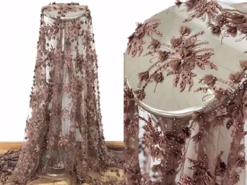 

French net lace fabric 3d flower Jolin-53102 embroidered African tulle lace fabric