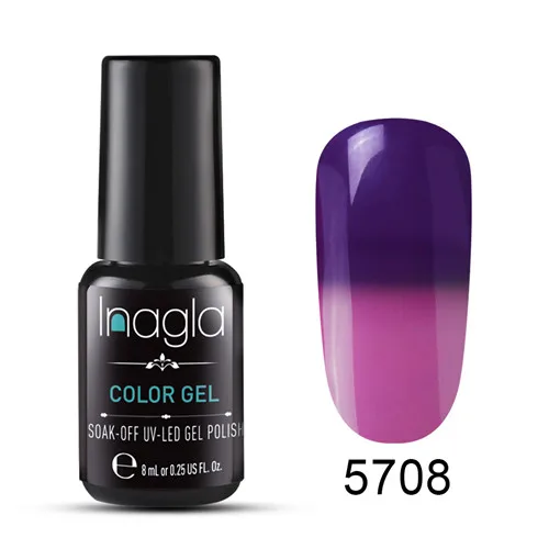 Inagla лак для ногтей изменение температуры 100 Цвет гель для ногтей 8 мл УФ светодиодный Гель-лак для ногтей - Цвет: 5708