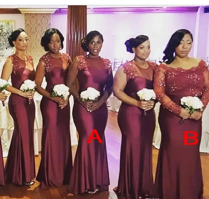 plus size maroon bridesmaid dresses