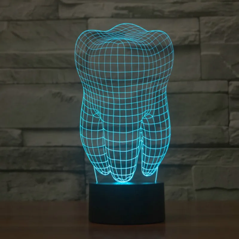 

3d Led Night Light Lamp Tooth Indoor Decoration Touch Sensor Color Changing Atmosphere Kids Gift with Remote Controller Lamp 3d