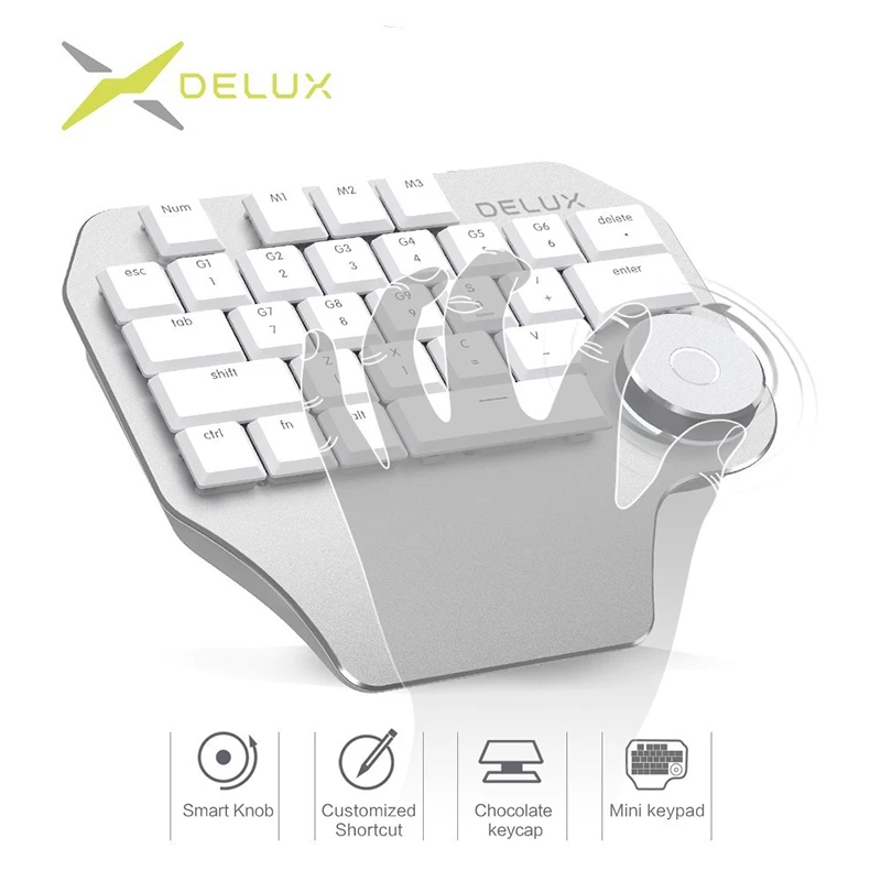 

Delux New T11 Designer Gaming Keyboard Keypad Smart Dial 3 Group Customized Keys For Windows OS Design Mac For PC Computer Gamer