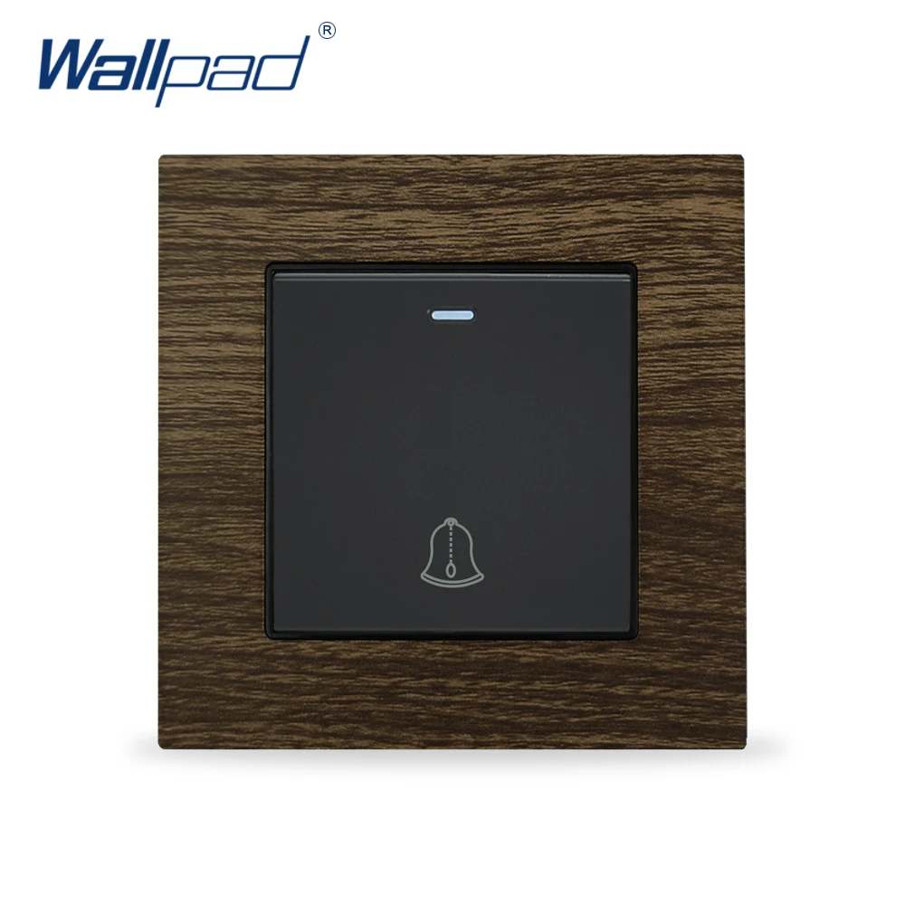 Doorbell Wall Switch Wallpad Aluminium Metal Frame Wood Design Push Button Switches Interrupteur Momentary Reset Switch 1