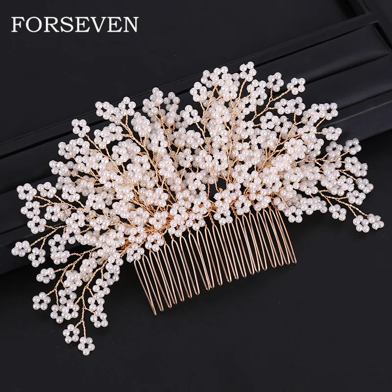 Full Pearl Bridal Hair Combs Wedding Hair Accessories Floral and Pearl Hair  Comb For Women Bride Hair Ornaments Golden Headpiece|Hair Jewelry| -  AliExpress