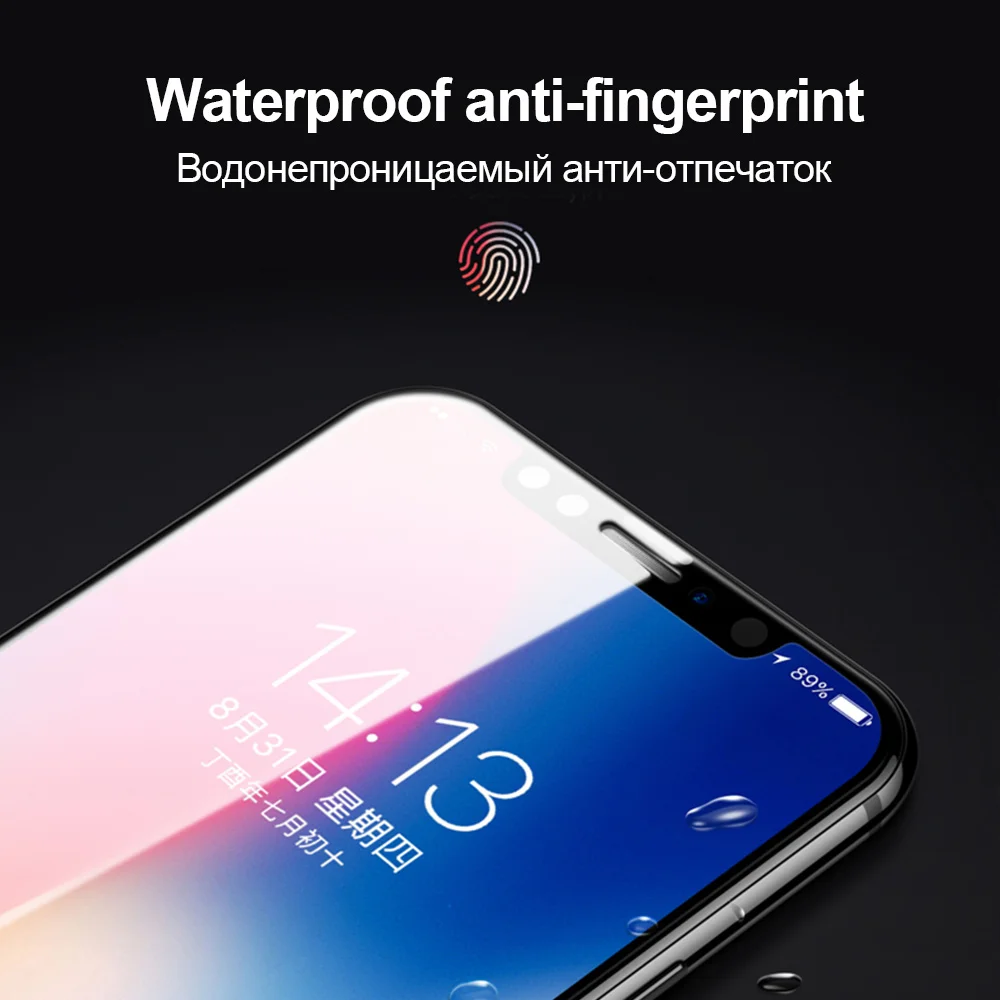  TOMKAS Screen Protector Für iPhone X Glas Gehärtetem Staub Proof 6D Voll Film Glas Für iPhone 7 8 6
