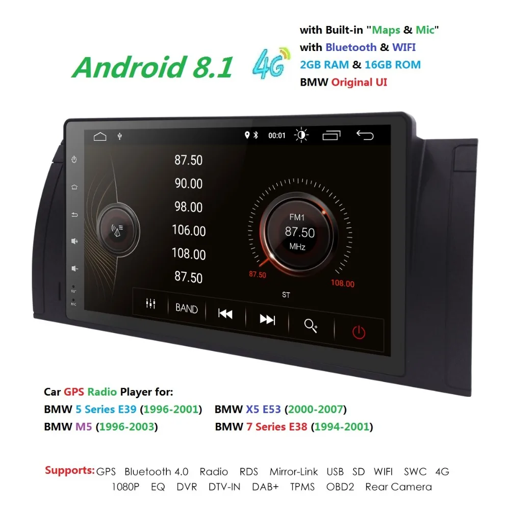 

Car 1din radio 4G android 9.0 GPS Navi for BMW E39 M5 E38 E53 X5 autoaudio navigation headunit multimedia video stereo 4+64/2+16