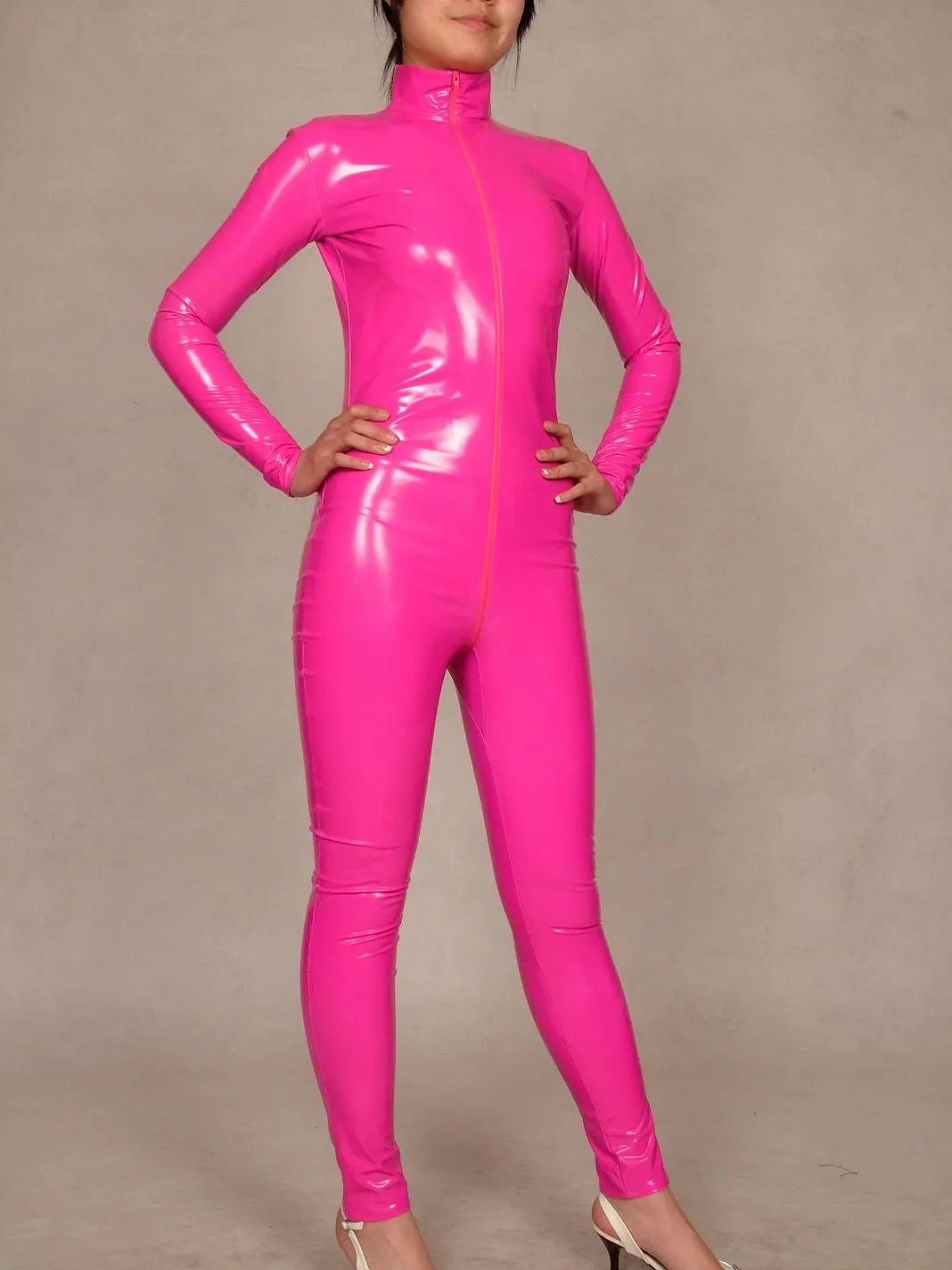 Кожаный костюм из ПВХ Zentai розовый для вечеринок S/M/L/XL/XXL B046|pvc zentai suit|pink suitpvc suit |